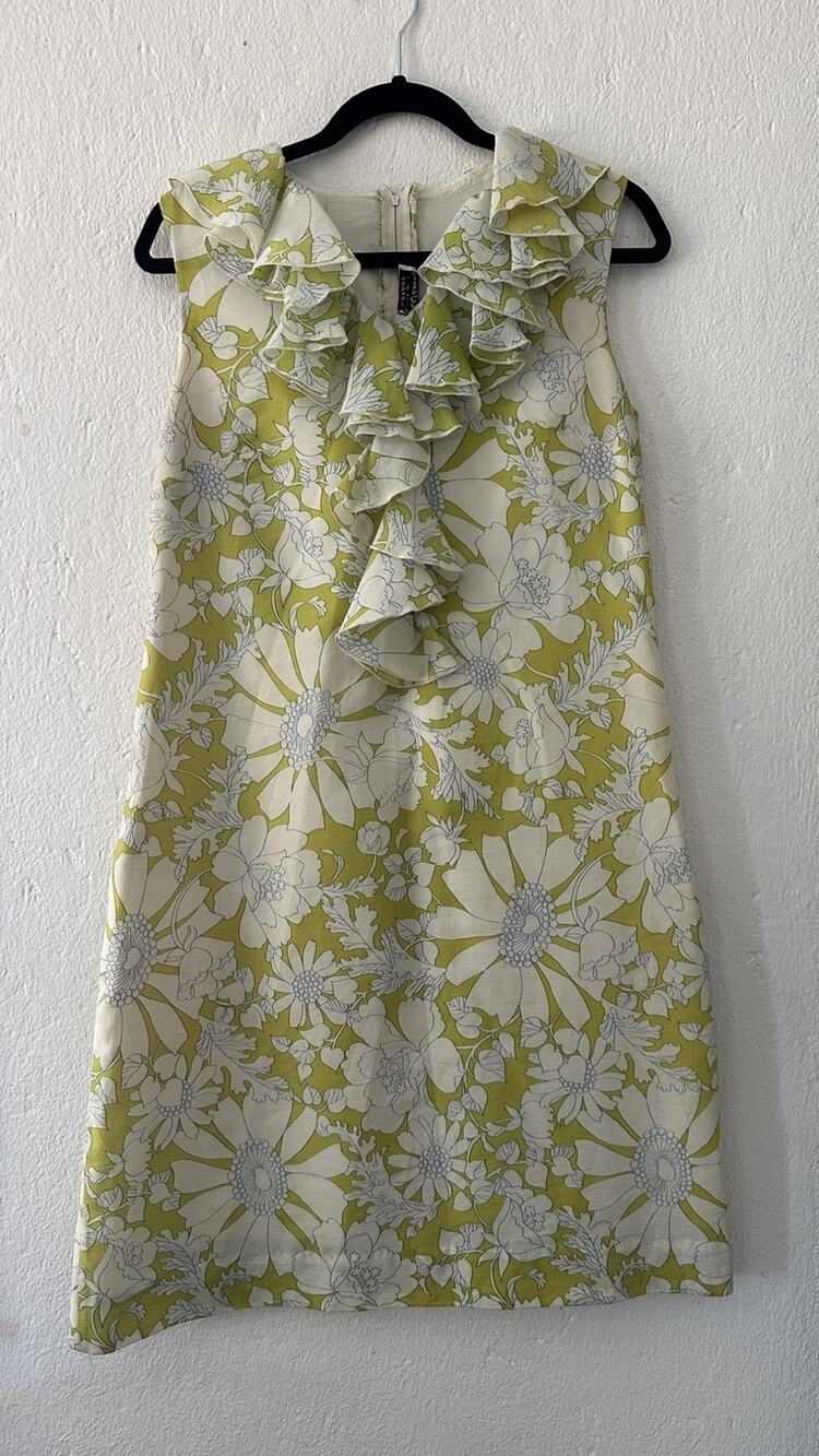 Vintage Mr. Winn California by Teddi Shift Dress Floral Ruffle Mod Women's 14